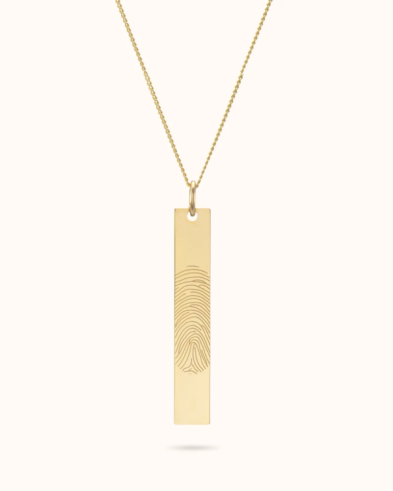 Vingerafdruk Vertical Bar Ketting - Verguld - Gepersonaliseerde Ketting