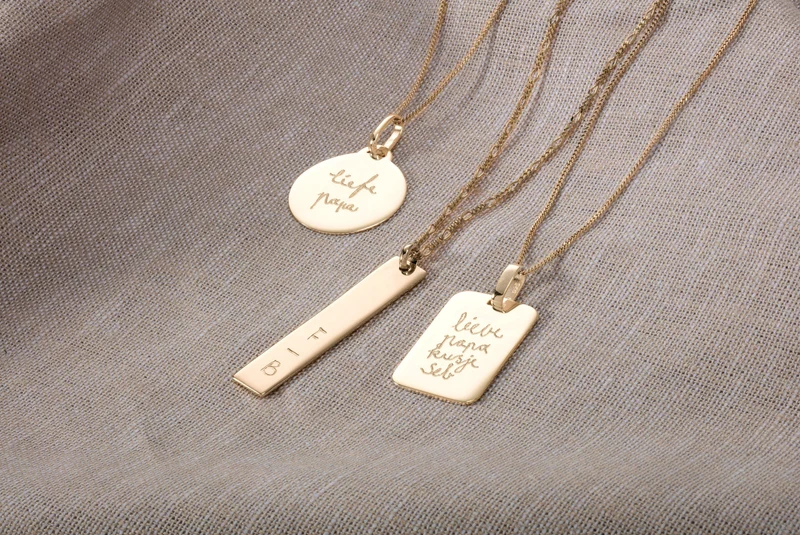 Vingerafdruk Vertical Bar Ketting - Verguld - Gepersonaliseerde Ketting