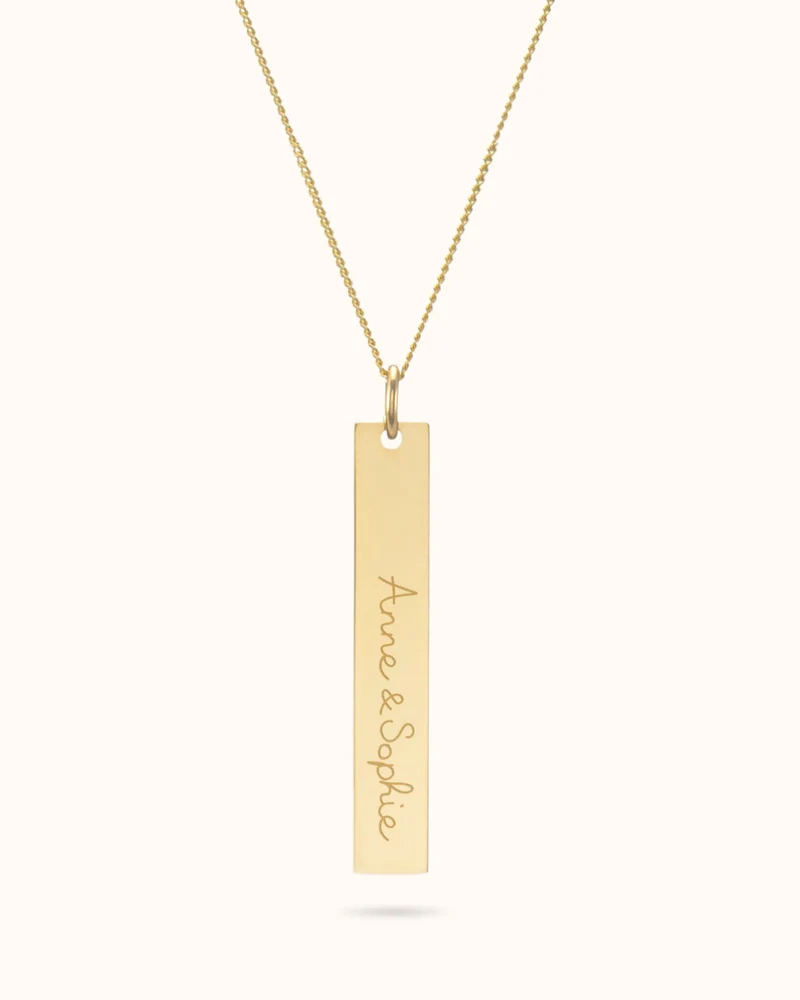 Vertical Bar Ketting met naam - Verguld - Gepersonaliseerde Ketting