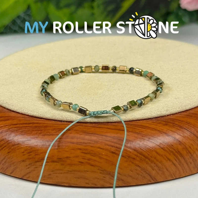 Verstellbares Armband aus afrikanischem Türkis und Pyrit