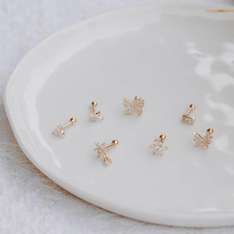 Papillon Piercing - 14 K Massivgold