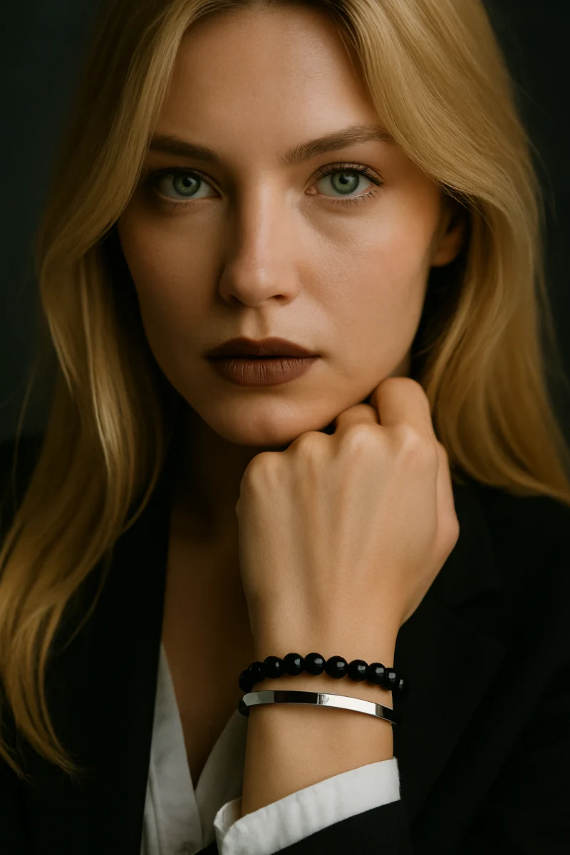 Edelstahl Armreif „Valor“ – Zeitlose Eleganz mit Dreizack-Signet
