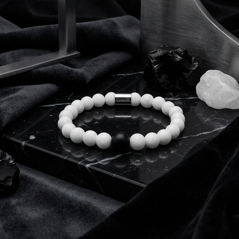 Infinity Balance – Pure Malaysia | Perlenarmband Herren Jade Weiß 8mm
