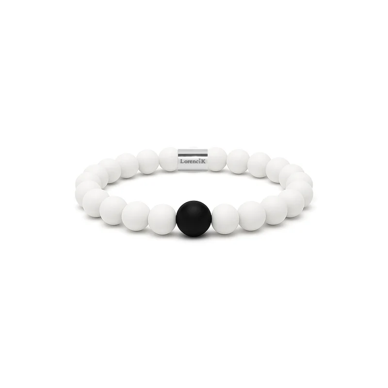 Infinity Balance – Pure Malaysia | Perlenarmband Herren Jade Weiß 8mm