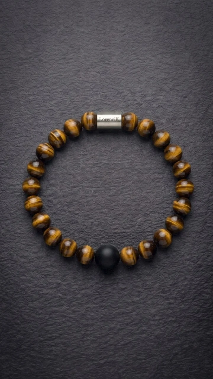 Infinity Balance – Golden Tiger | Perlenarmband Herren Tigerauge 8mm