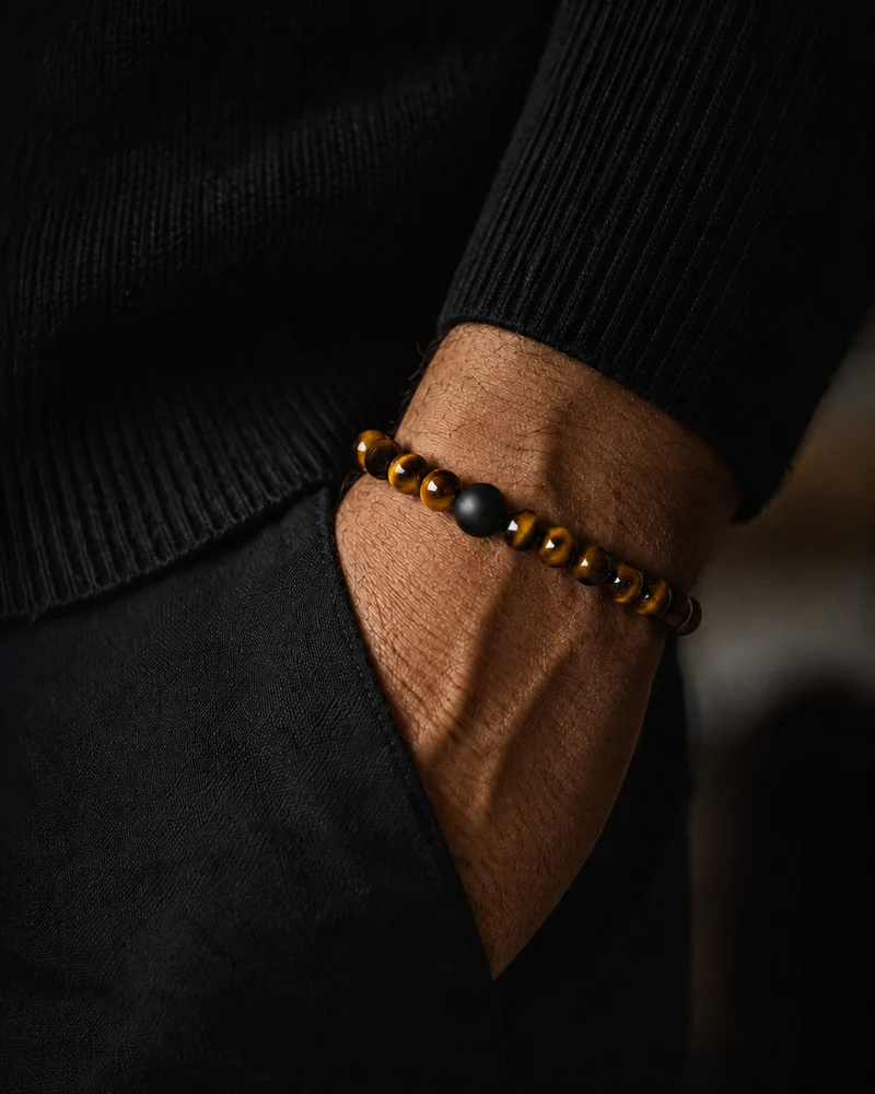 Infinity Balance – Golden Tiger | Perlenarmband Herren Tigerauge 8mm