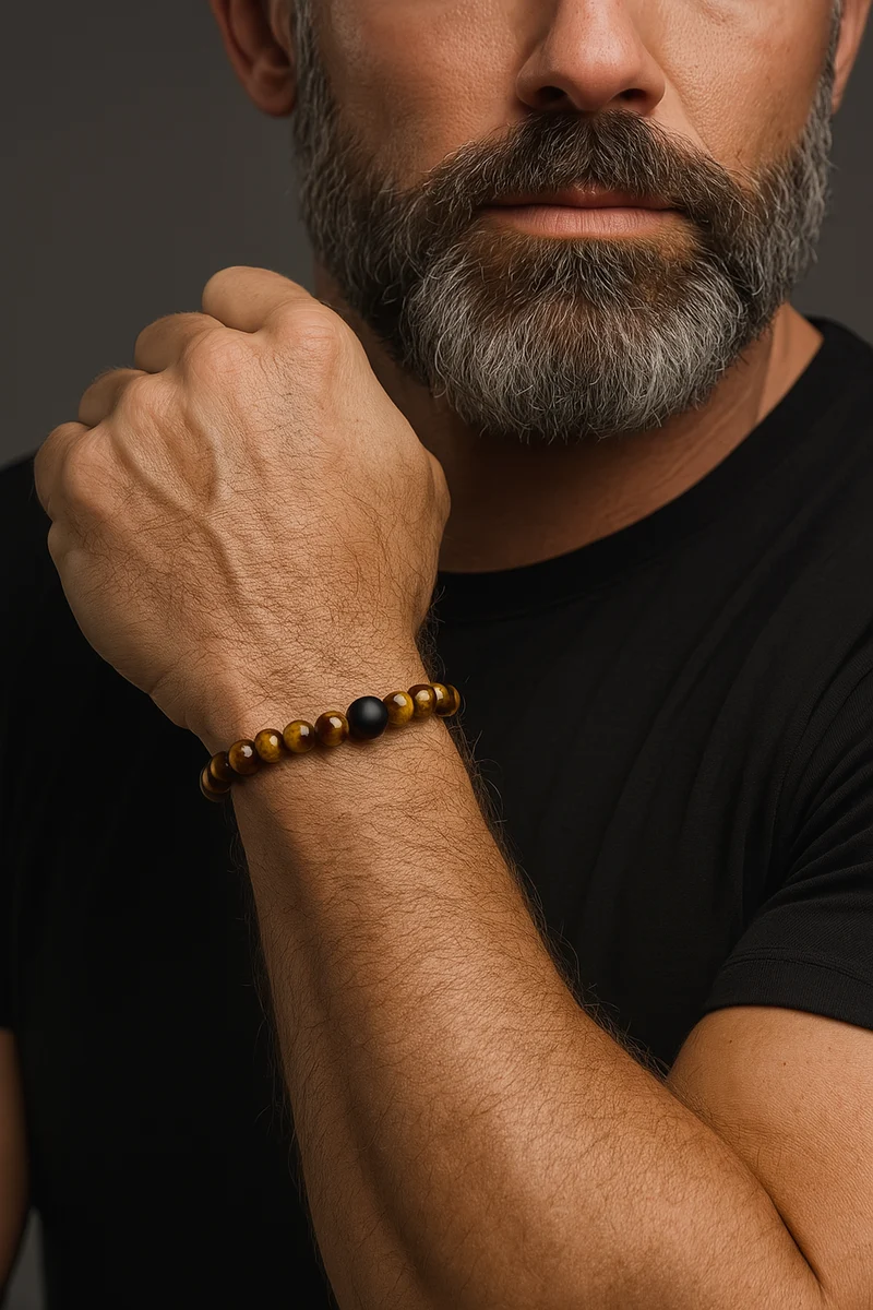 Infinity Balance – Golden Tiger | Perlenarmband Herren Tigerauge 8mm