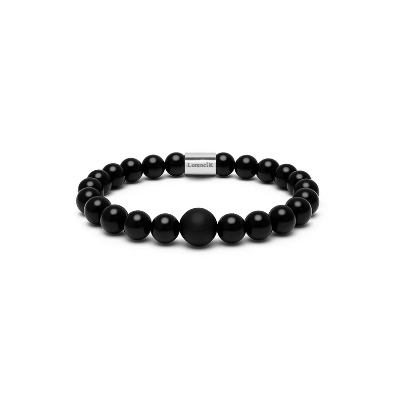 Infinity Balance – Onyx Obsidian | Perlenarmband Herren Schwarz 8mm