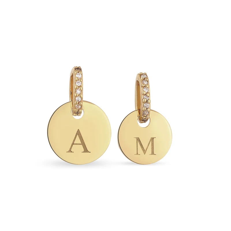 Plättchen Anhänger Set Gravur | Zirkonia (Weiß)