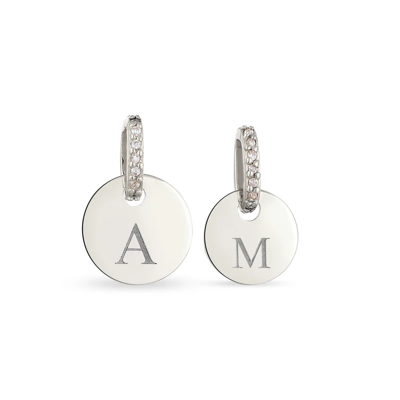 Plättchen Anhänger Set Gravur | Zirkonia (Weiß)