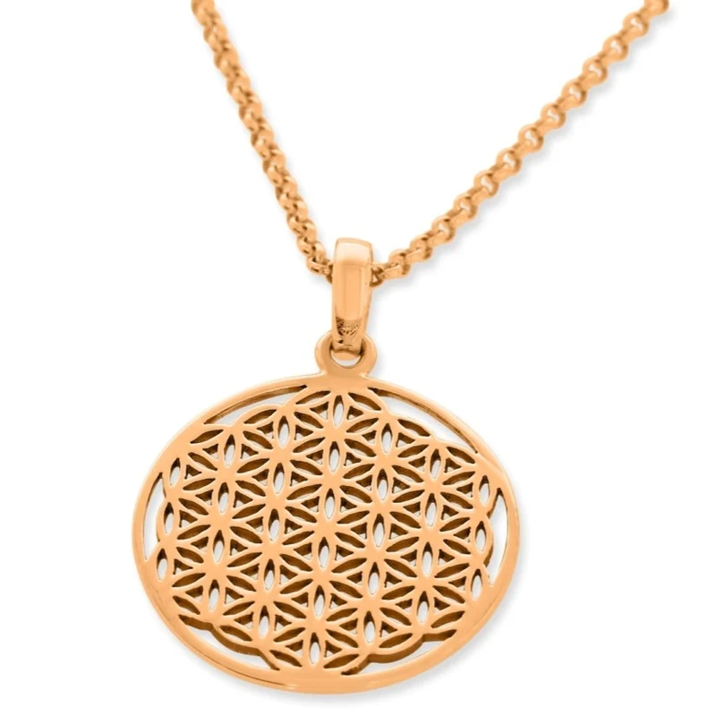 Kette Lebensblume rosé vergoldet Blume Anhänger Ornament