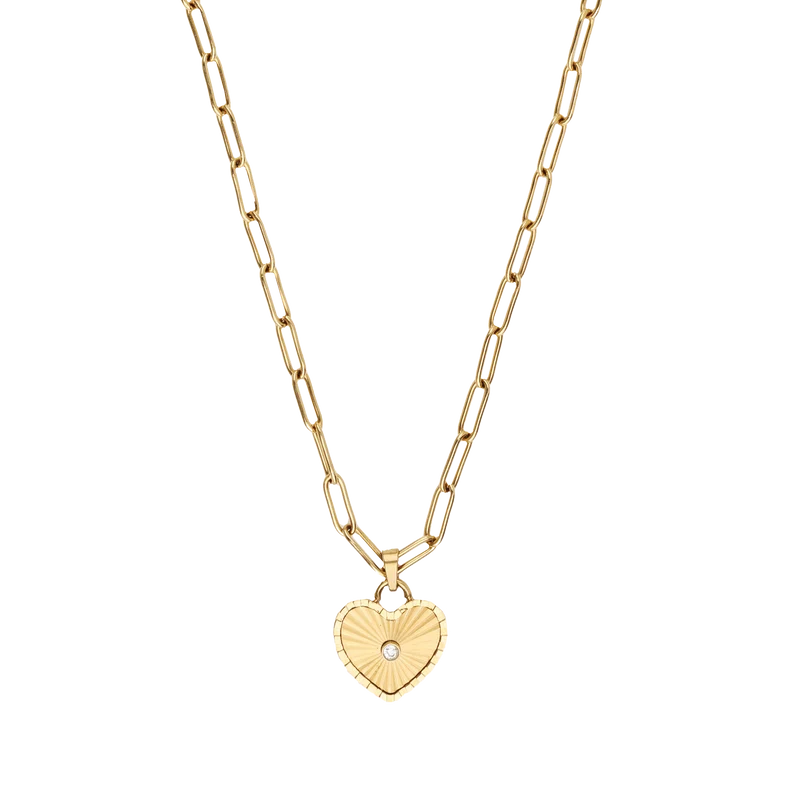Sunray Heart Charm Pendant Necklace