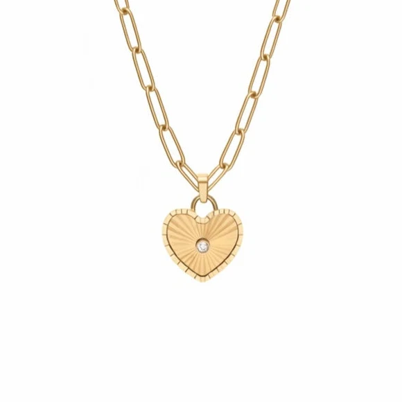 Sunray Heart Charm Pendant Necklace
