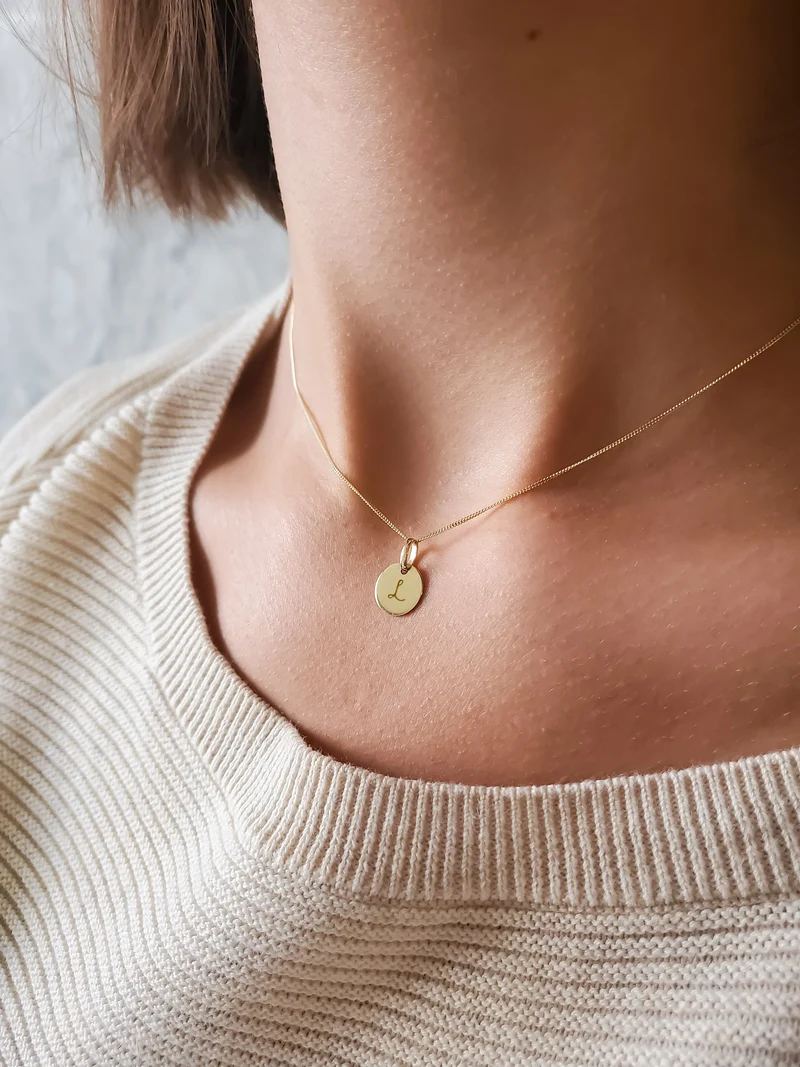 14k Mini Coin Ketting - Gepersonaliseerde Ketting