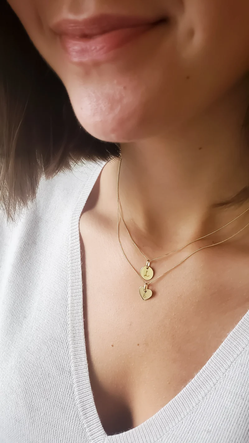 14k Mini Coin Ketting - Gepersonaliseerde Ketting