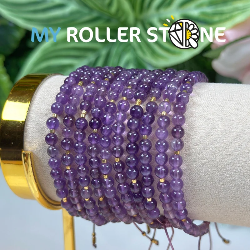 Verstellbares Armband aus Amethyst und Miyuki