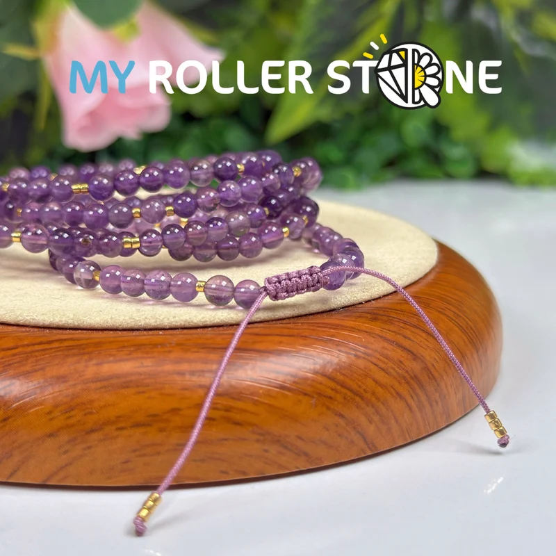 Verstellbares Armband aus Amethyst und Miyuki