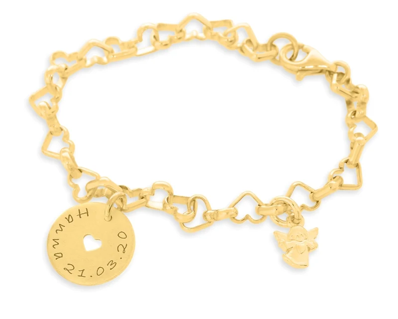 Armband vergoldet zur Taufe mit Gravur Schutzengel Armkettchen