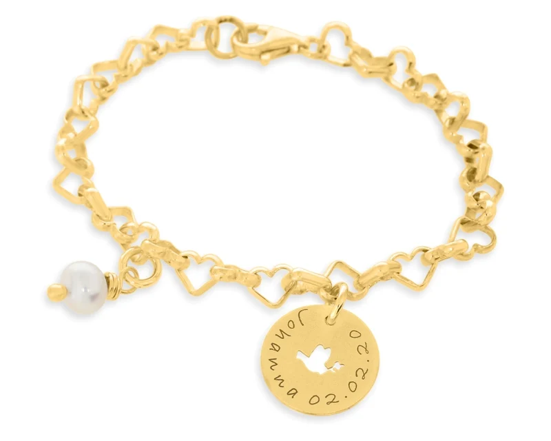 Herz Armband vergoldet mit Gravur Namenskettchen Kinderschmuck Taufe