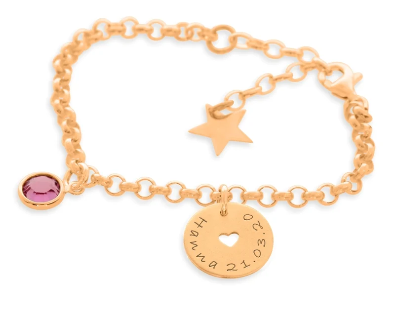 Taufarmband Kinder rosé vergoldet Namensarmband Gravur Schmuck Geschenk