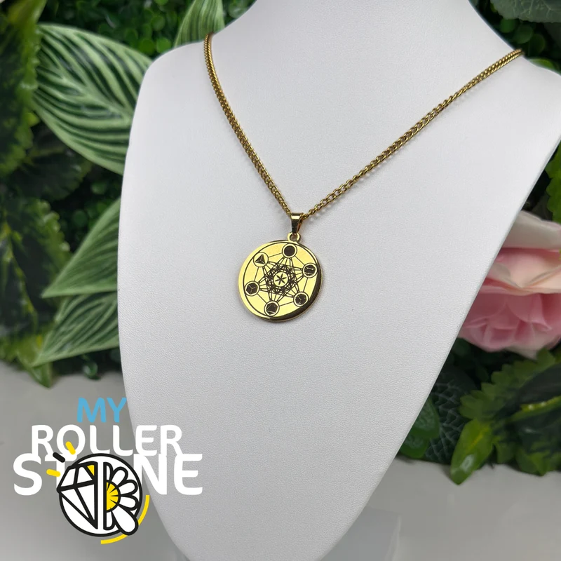 Metatrons Würfel-Halskette Blume des Lebens Gold