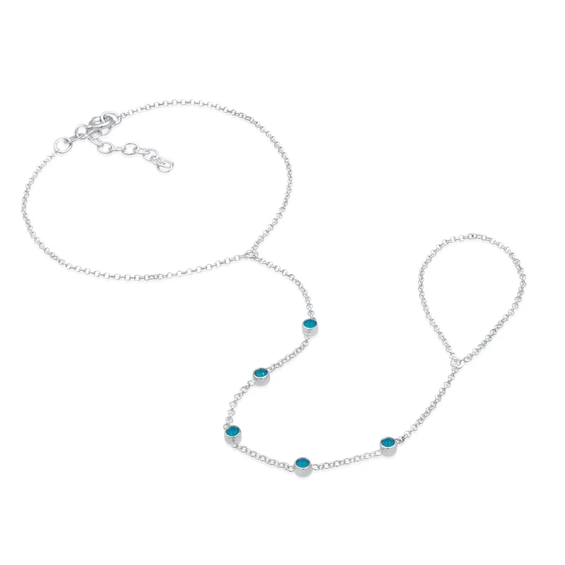 Armband Handchain | Kristalle (Grün)