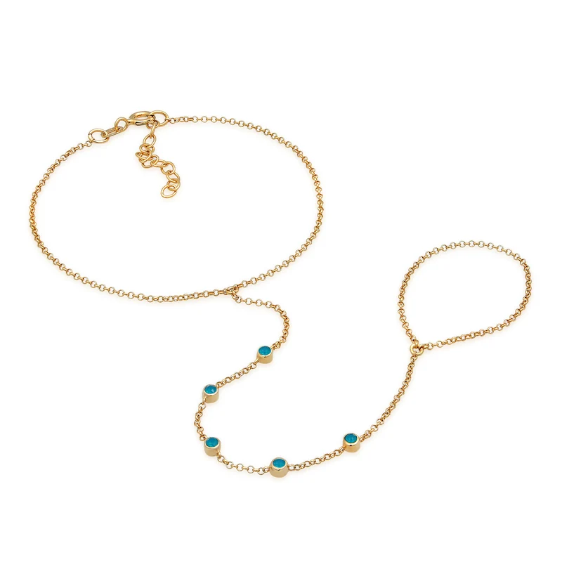 Armband Handchain | Kristalle (Grün)