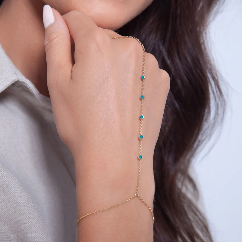 Armband Handchain | Kristalle (Grün)
