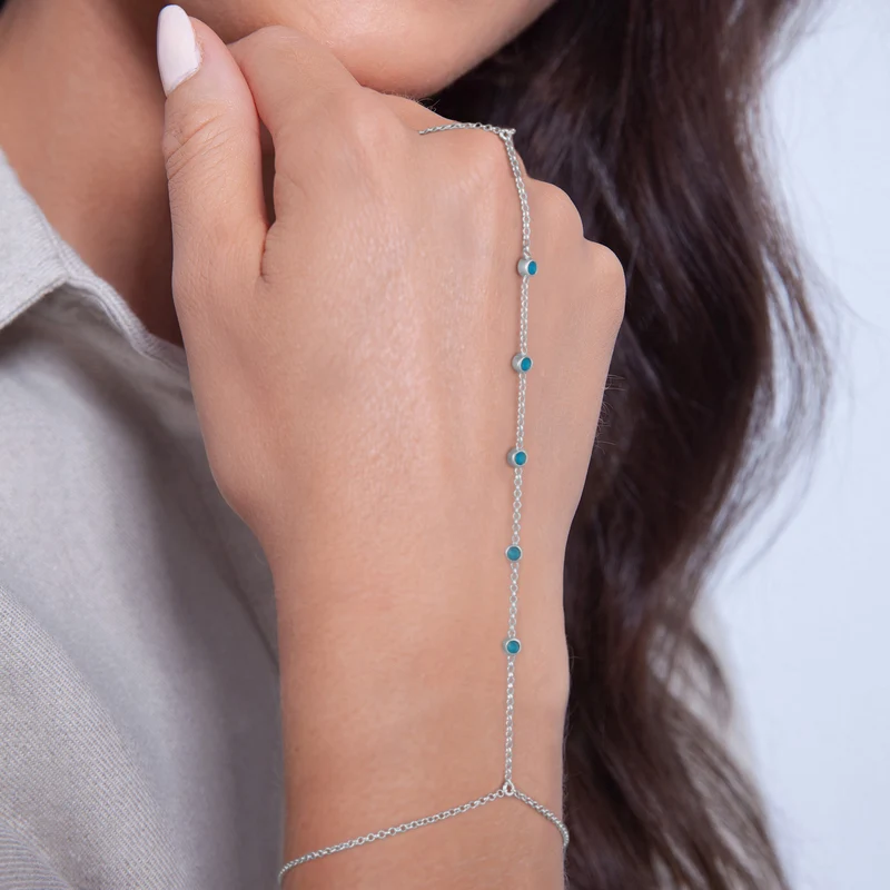 Armband Handchain | Kristalle (Grün)