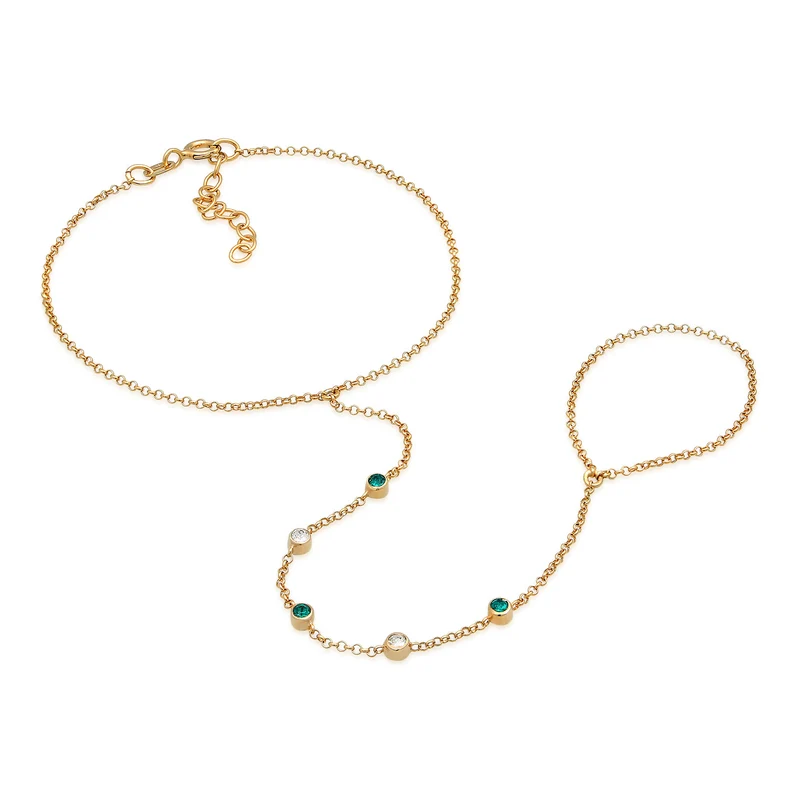 Armband Handchain | Kristalle (Grün)