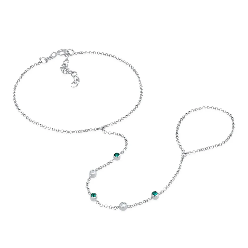 Armband Handchain | Kristalle (Grün)
