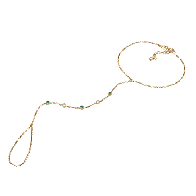 Armband Handchain | Kristalle (Grün)
