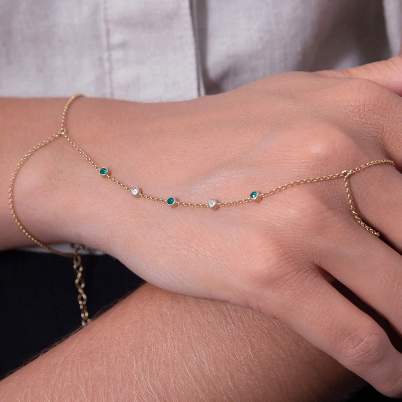 Armband Handchain | Kristalle (Grün)