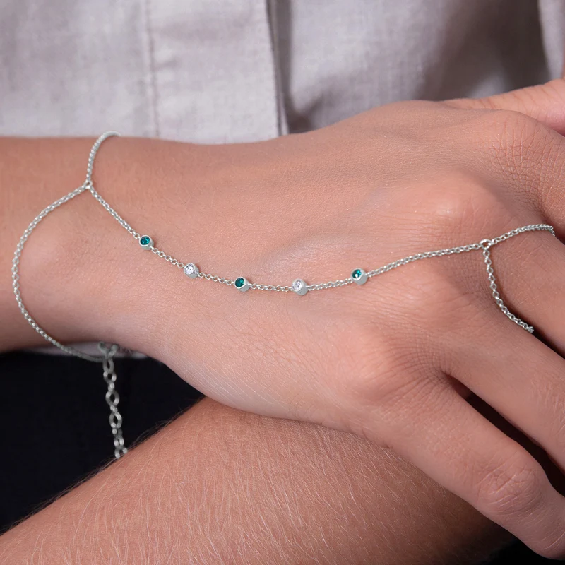 Armband Handchain | Kristalle (Grün)