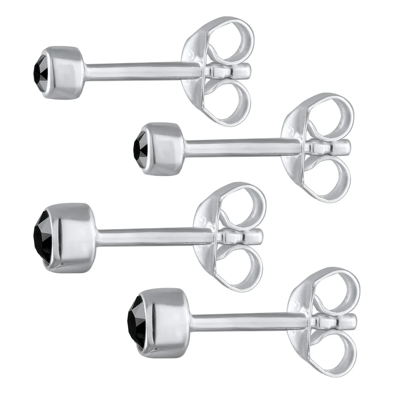 Ohrringset Basic | Kristall (Schwarz)