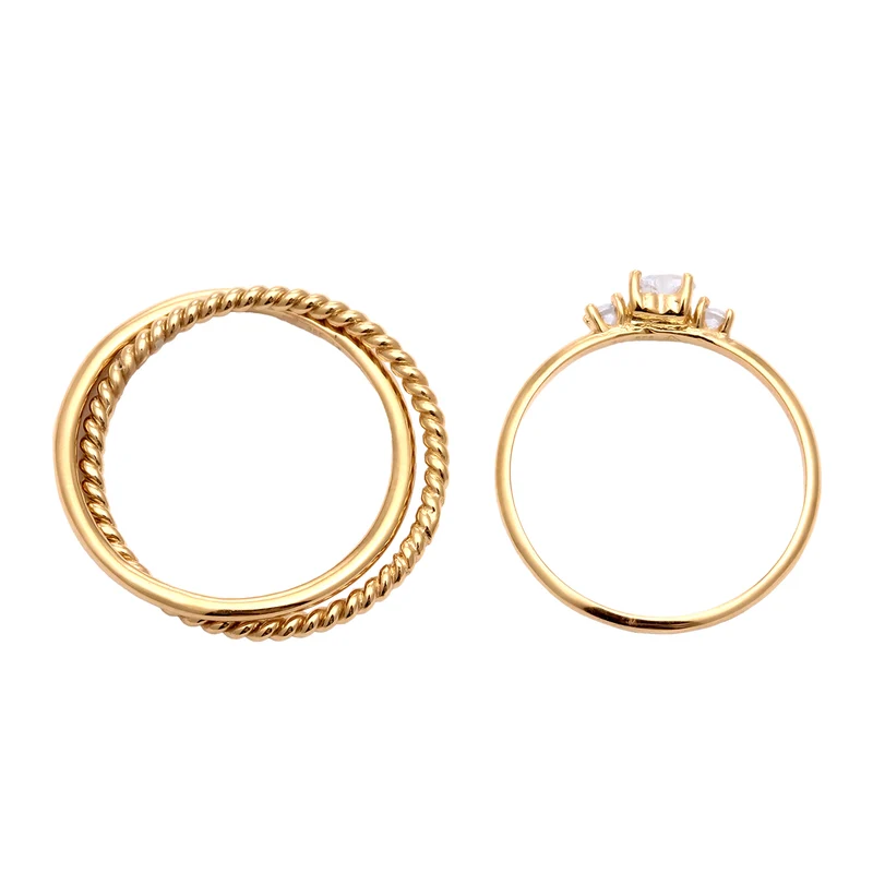 Ringset Twisted Herz | Zirkonia (Weiß)