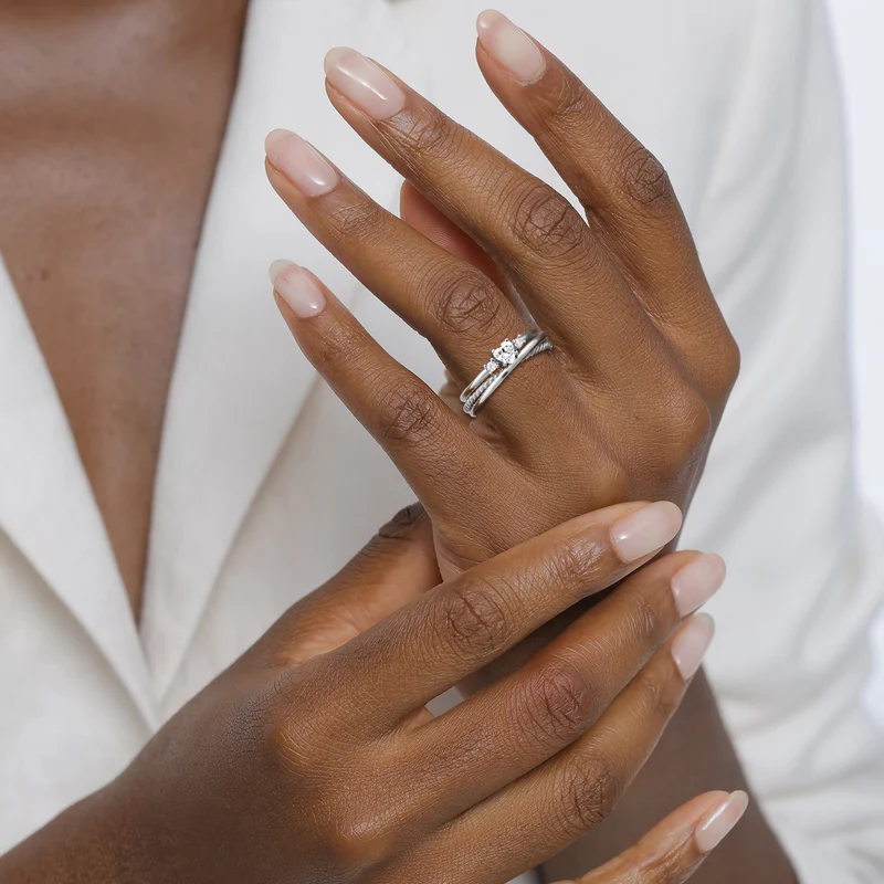 Ringset Twisted Herz | Zirkonia (Weiß)