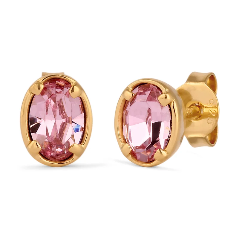Ohrstecker Oval | Mit Kristallen von Swarovski® (Pink)