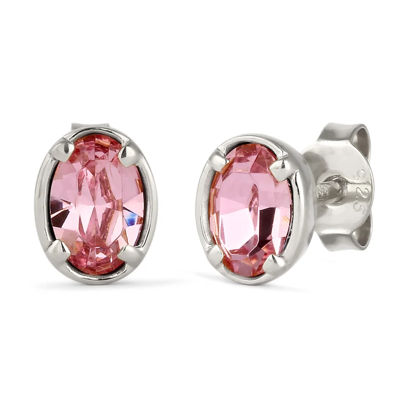 Ohrstecker Oval | Mit Kristallen von Swarovski® (Pink)