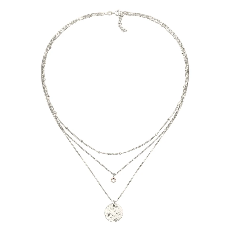 Layerkette Plättchen | Mit Kristallen von Swarovski® (Weiß)