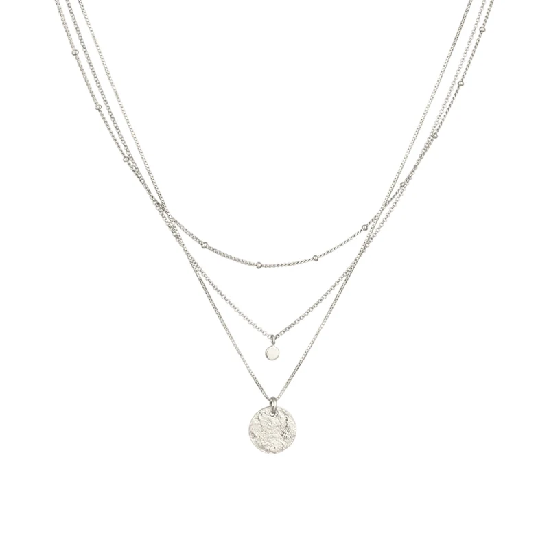 Layerkette Plättchen | Mit Kristallen von Swarovski® (Weiß)