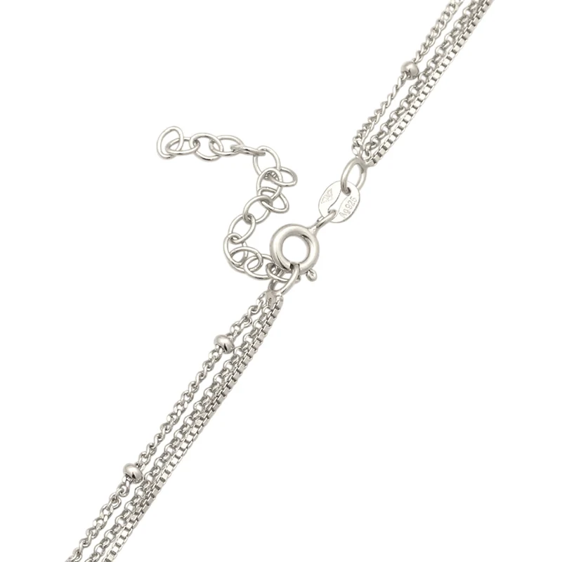 Layerkette Plättchen | Mit Kristallen von Swarovski® (Weiß)