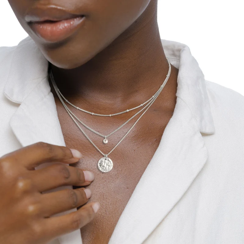 Layerkette Plättchen | Mit Kristallen von Swarovski® (Weiß)