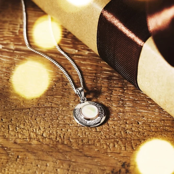 Celebration Silver Pendant with Mother of Pearl & Topaz