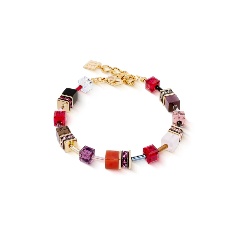 GeoCUBE Iconic Precious Bracelet in Gold & Festive Red