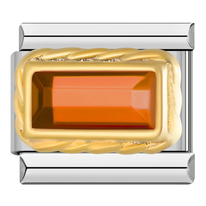 Orangener Stein mit goldenem Rahmen