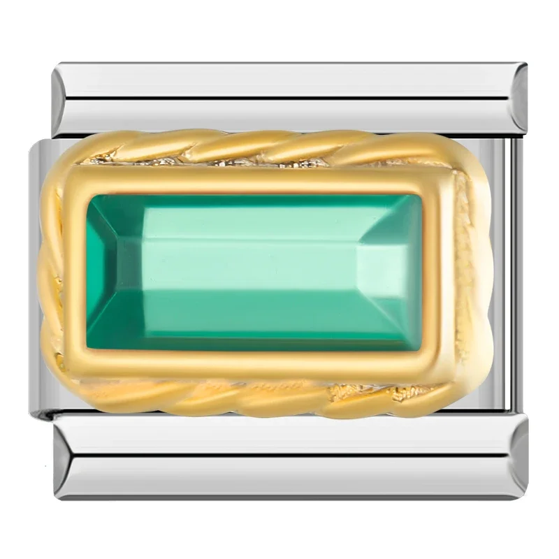 Grüner Stein mit goldenem Rahmen