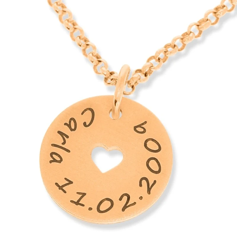 NAMENSKETTE 925 SILBER ROSÉ VERGOLDET HERZ KETTE MIT GRAVUR DAMEN SCHMUCK ONLINE JUWELIER