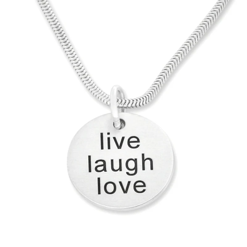 LIVE LOVE LAUGH KETTE MIT GRAVUR 925 SILBERSCHMUCK HALSKETTE EIGENER TEXT