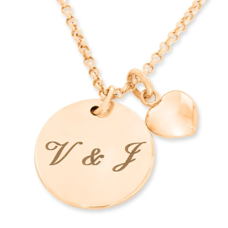 GESCHENK MIT GRAVUR INITIALIEN KETTE 925 SILBER ROSÉ VERGOLDET DAMENKETTE PERSONALISIERBAR